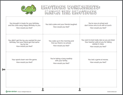 Emotions Worksheet: Match the Emojis