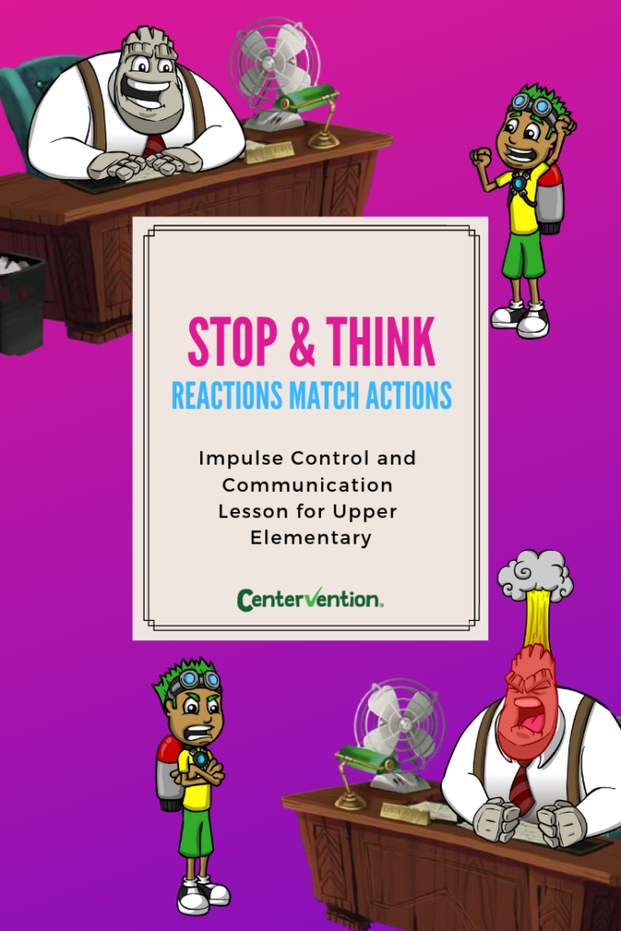 Stop & Think Reactions match actions stop and think sheet