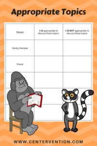 Communication Skills Worksheets: Appropriate and Inappropriate Topics